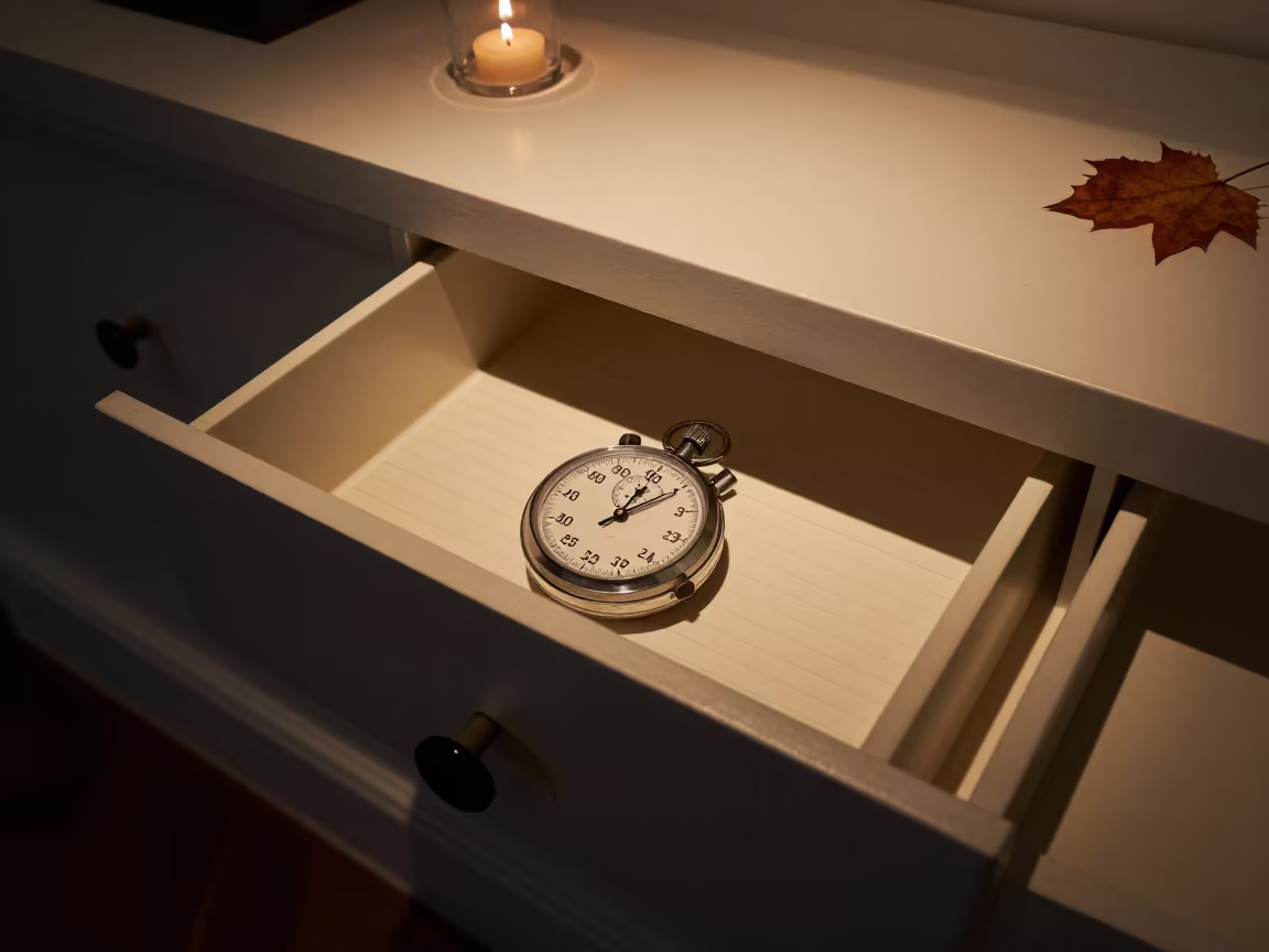 Stopwatch on Museum Plinth in Candlelight in on a museum plinth in Paddington, Sydney