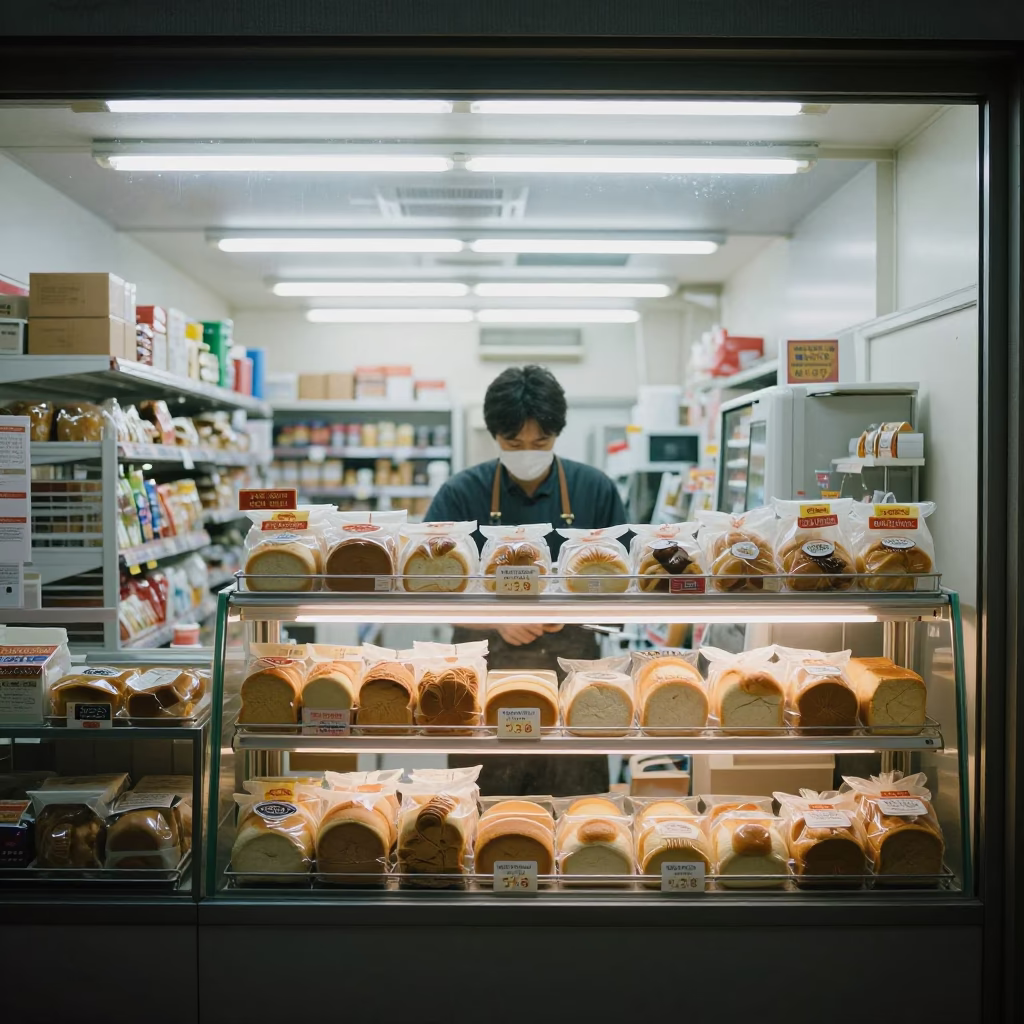 Store Counter in Fukuoka at The Still Hours Before Dawn Light in in Fukuoka, Japan