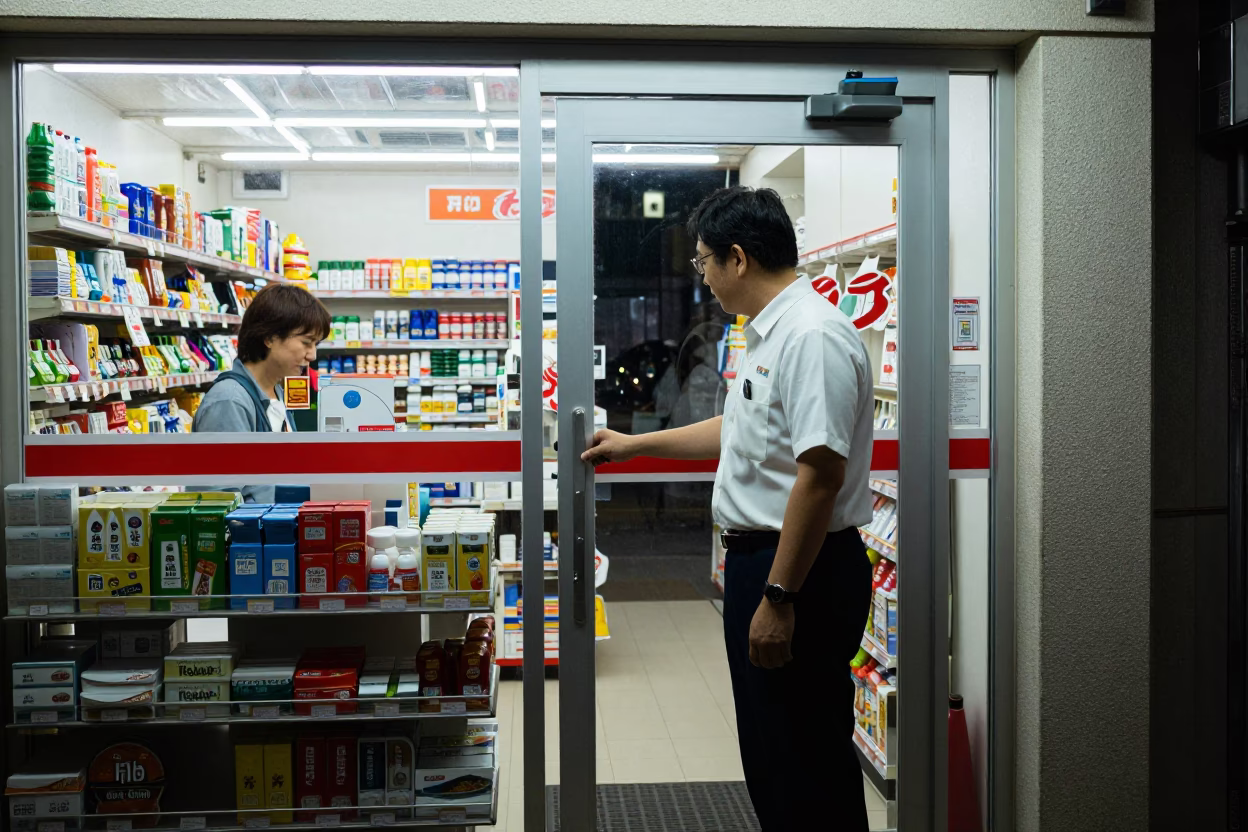 Store Counter in Tokyo at Deep In The Night Light in in Tokyo, Japan