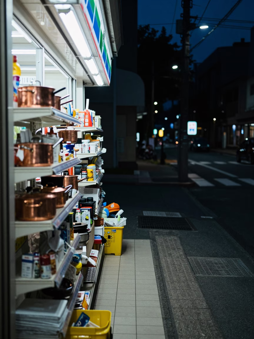Store Scene in Fukuoka at Midnight Light in in Fukuoka, Japan