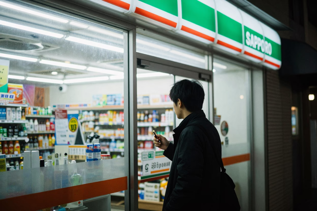 Store Scene in Sapporo at Late At Night Light in in Sapporo, Japan