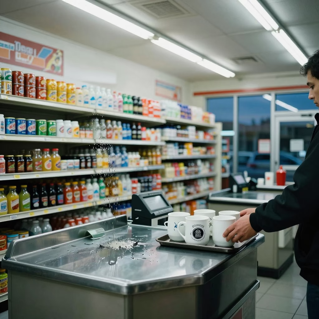 Store Scene in Toronto at Midnight Light in in Toronto, Ontario, Canada