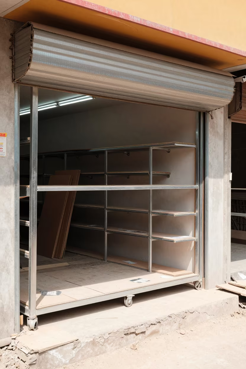 Storefront Sweep Replacement Carton on Excavation Edge in inside a taped-off excavation edge near Ahmedabad