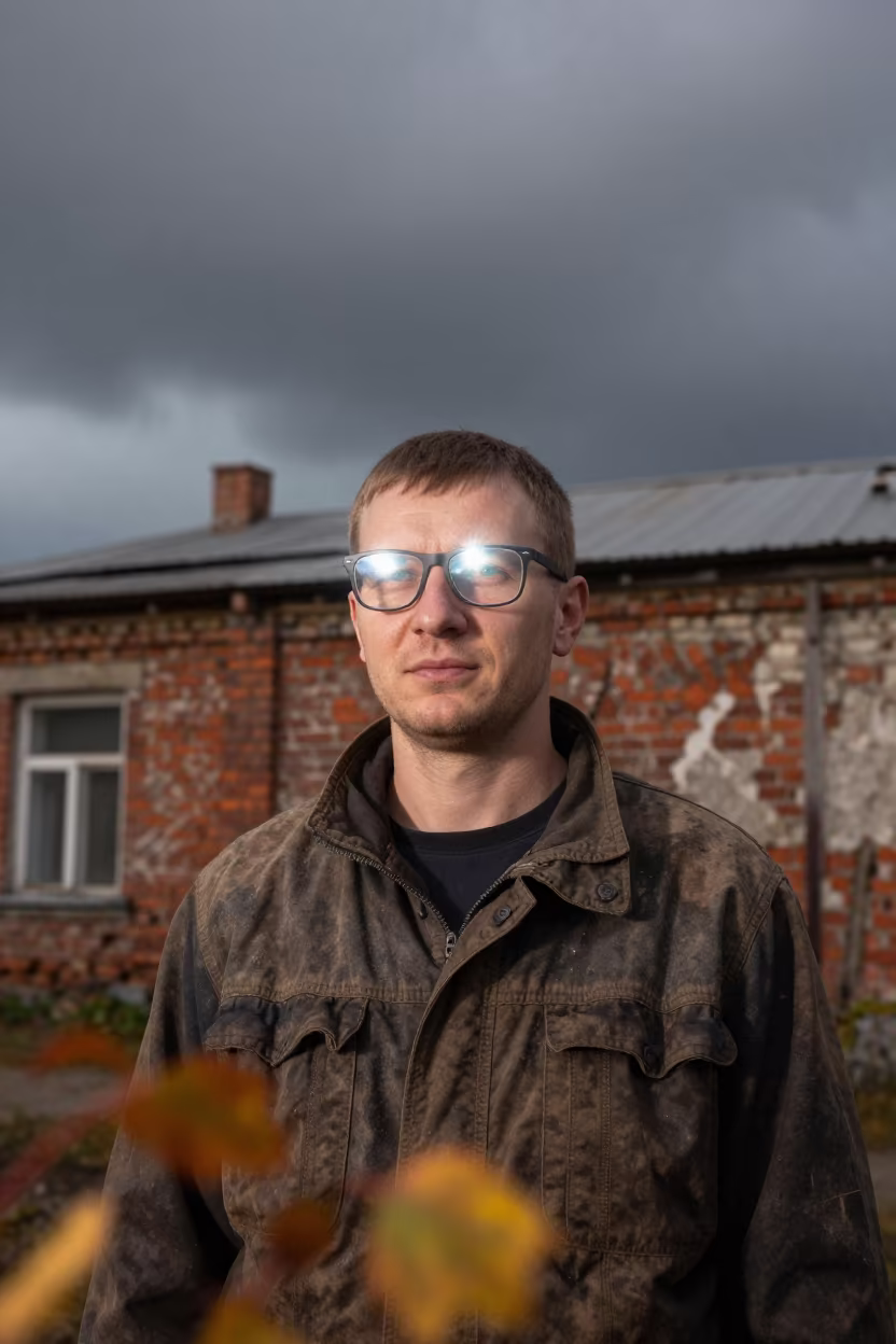 Storm Chaser Portrait in Kramatorsk Old Quarter in in the old quarter in Kramatorsk