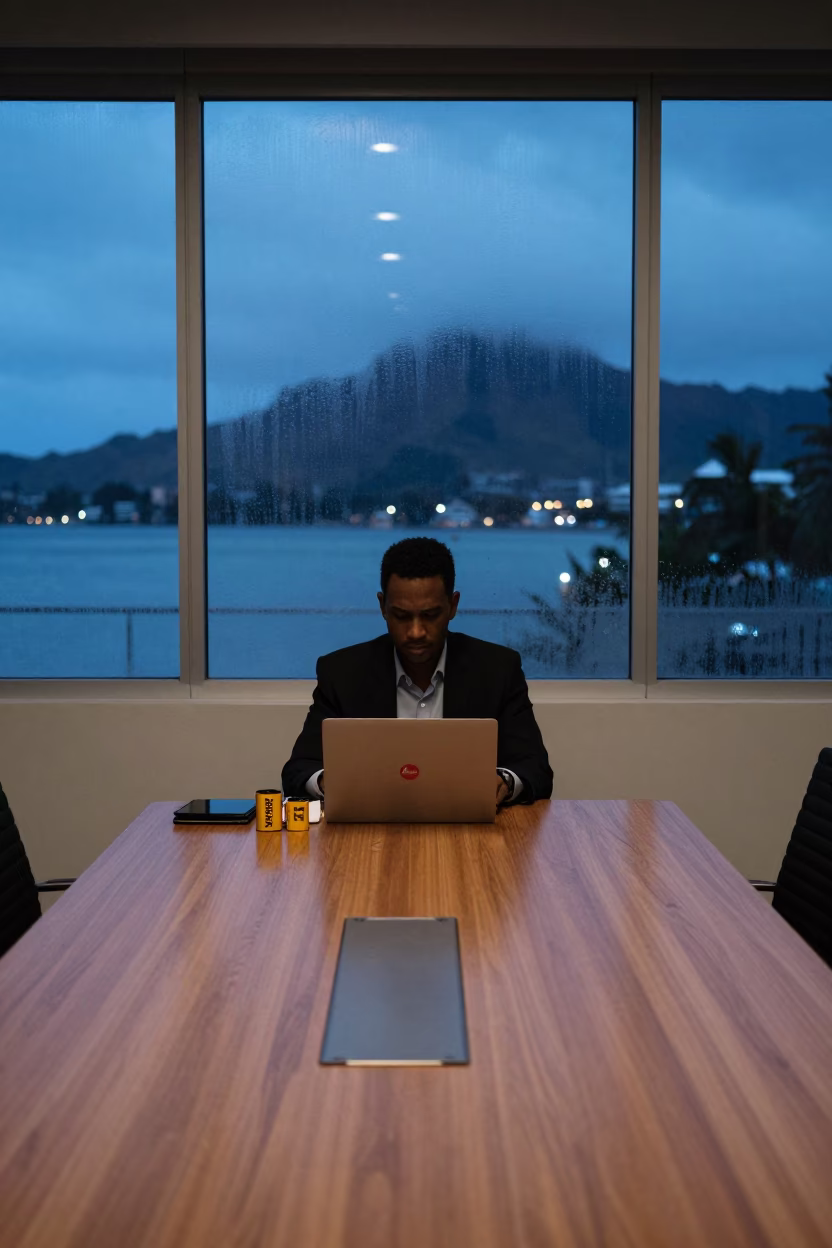 Storm closure binder in Victoria Seychelles office in inside a conference room in Victoria Seychelles