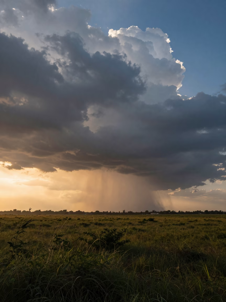 Storm Clouds Over Peshar Prairie at Sunset in near Peshawar