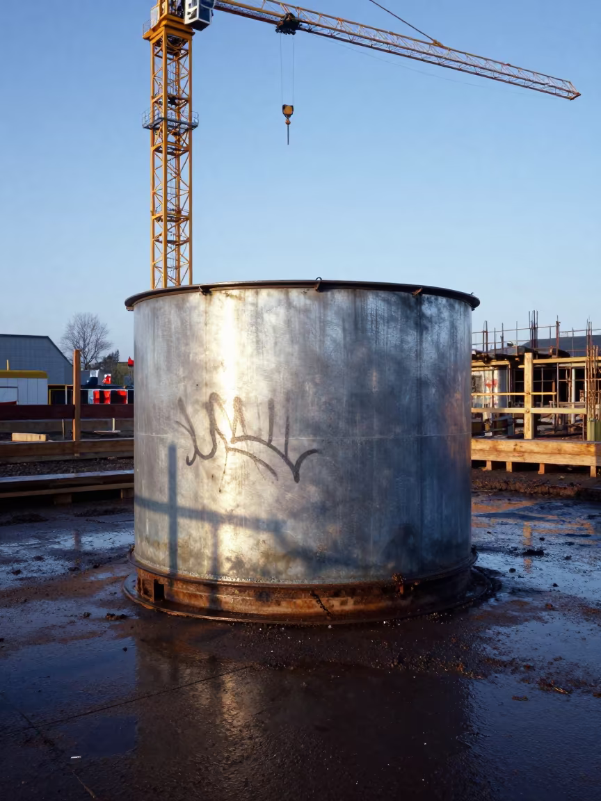 Storm Drain Filter Stack in Blantyre Wet Season in beneath a tower crane on open ground in Blantyre