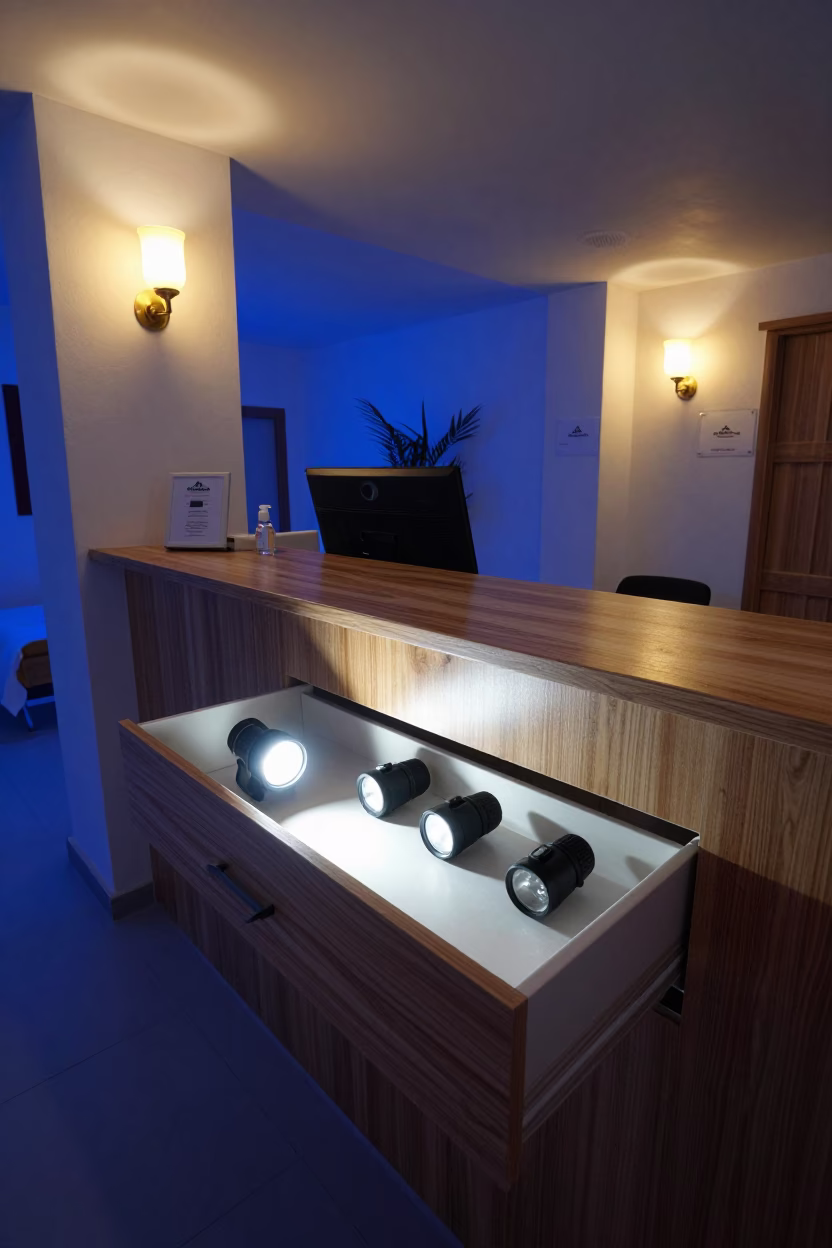 Storm Flashlight Drawer in Spa Reception in inside a spa reception in Tébessa