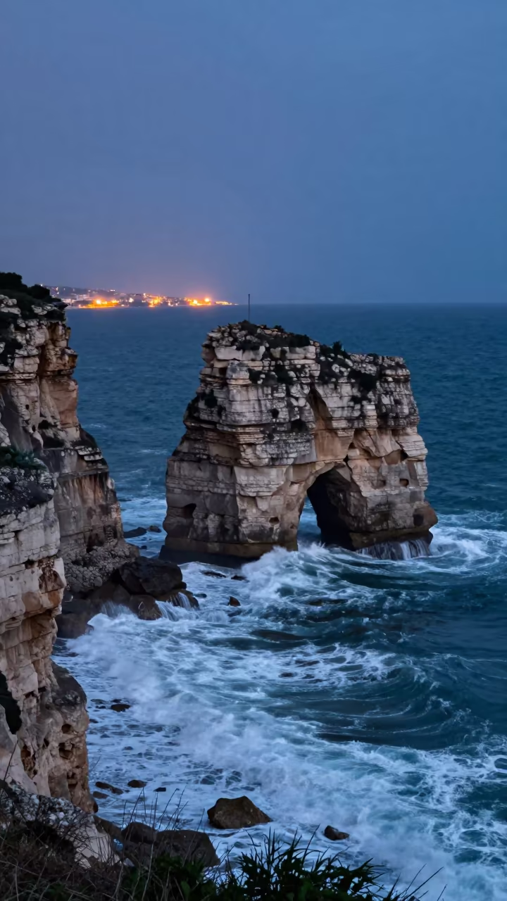Stormy Sicilian Sea Stack at Blue Hour in in Sicily