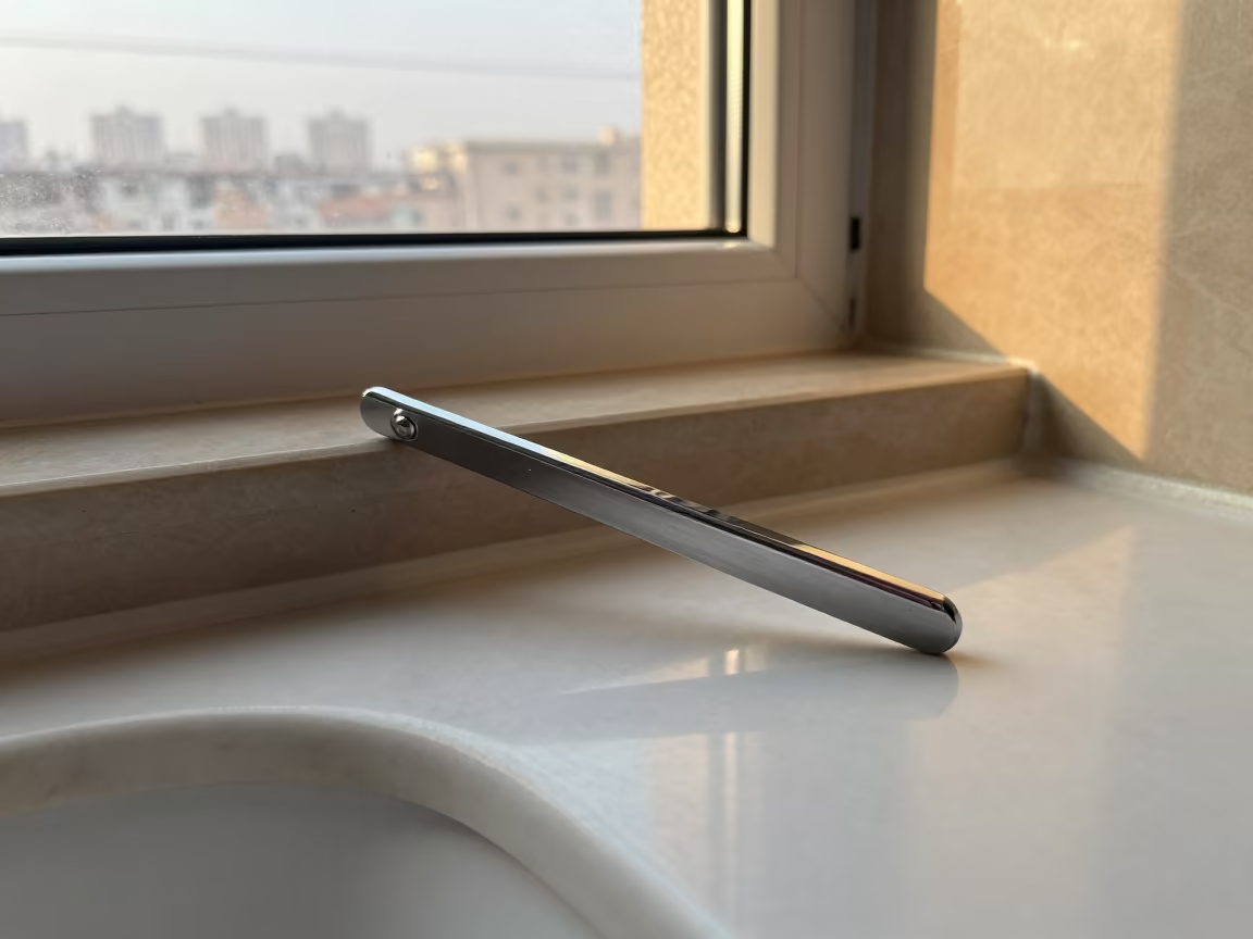 Straight Razor on Marble Washstand in Late Spring in on a stone ledge near Taiyuan