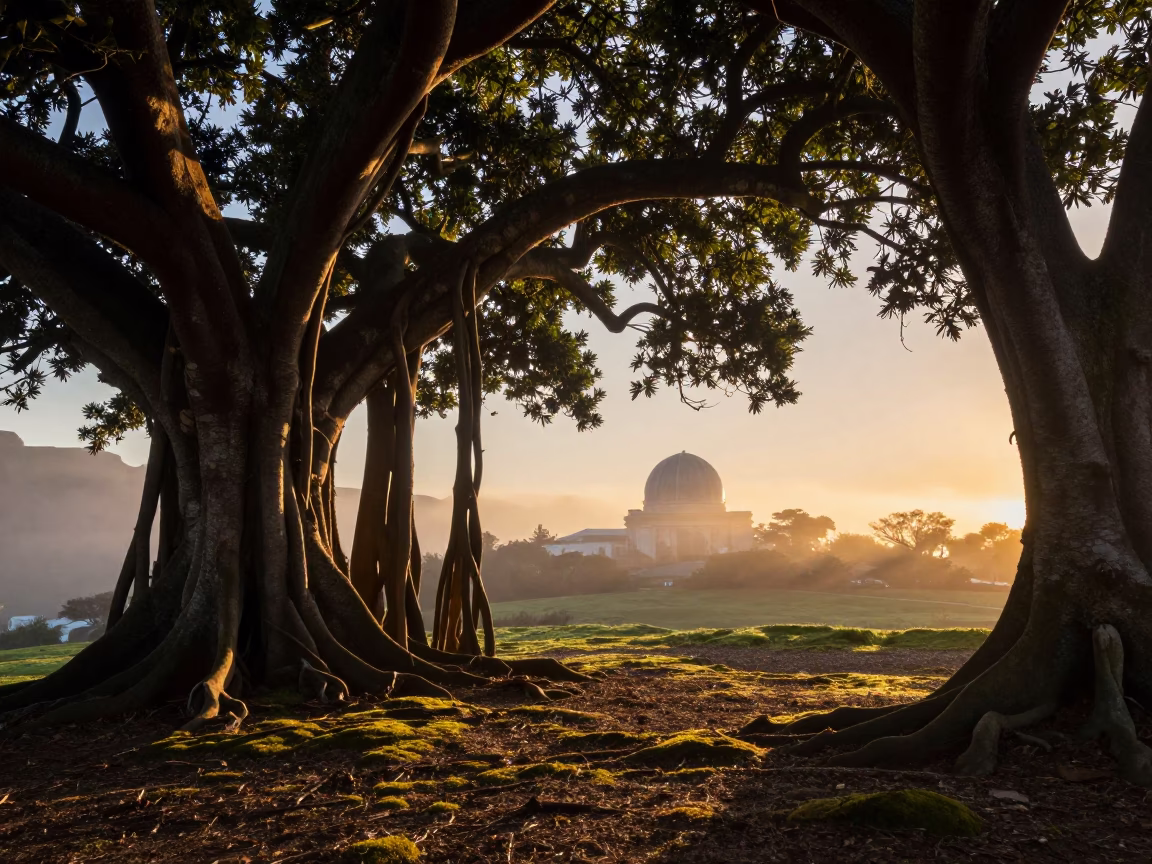Strangler Fig in Cape Town at First Light Of Dawn in in Cape Town, South Africa