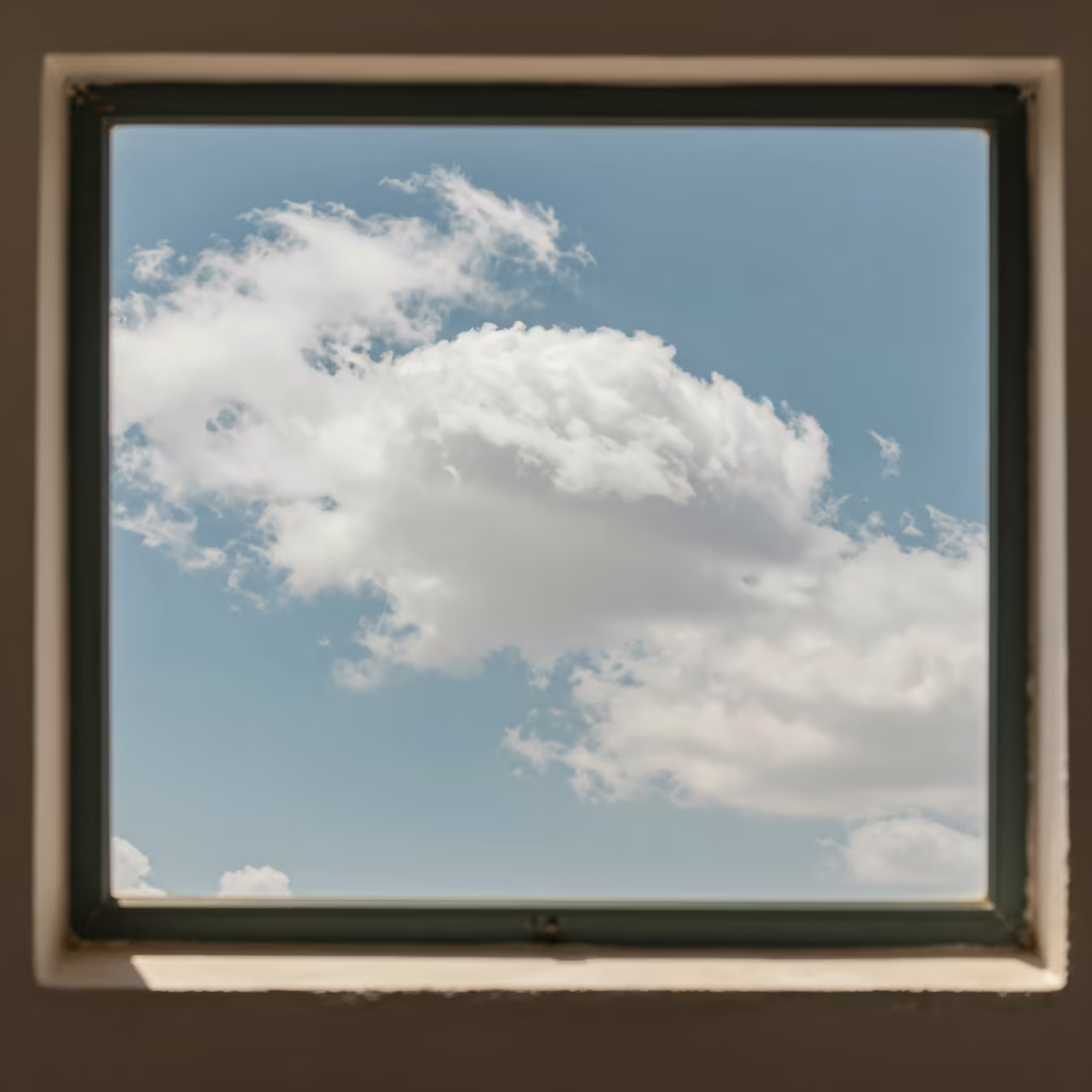 Stratocumulus Clouds with Holes on Rabat Display Ledge in on a painted display ledge in Rabat