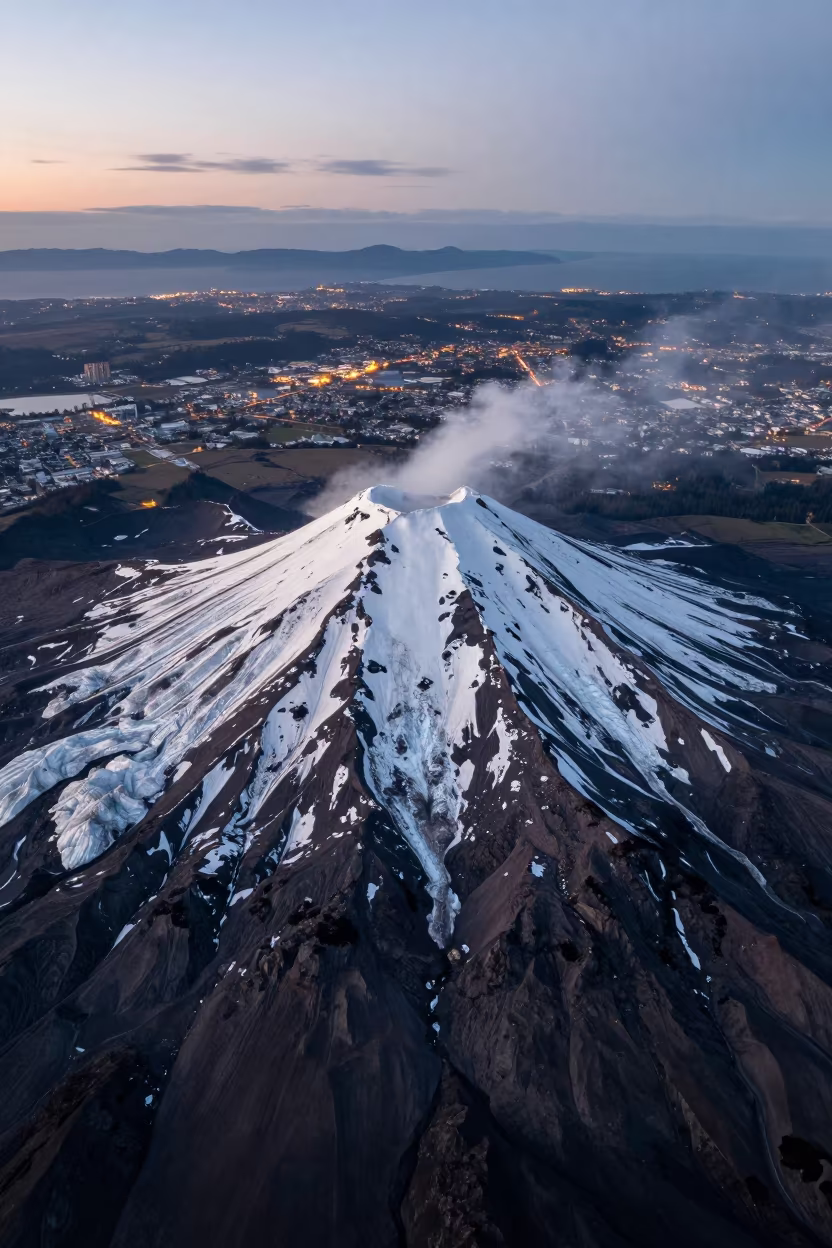 Stratovolcano Glaciers East London Early Evening Glow in near East London