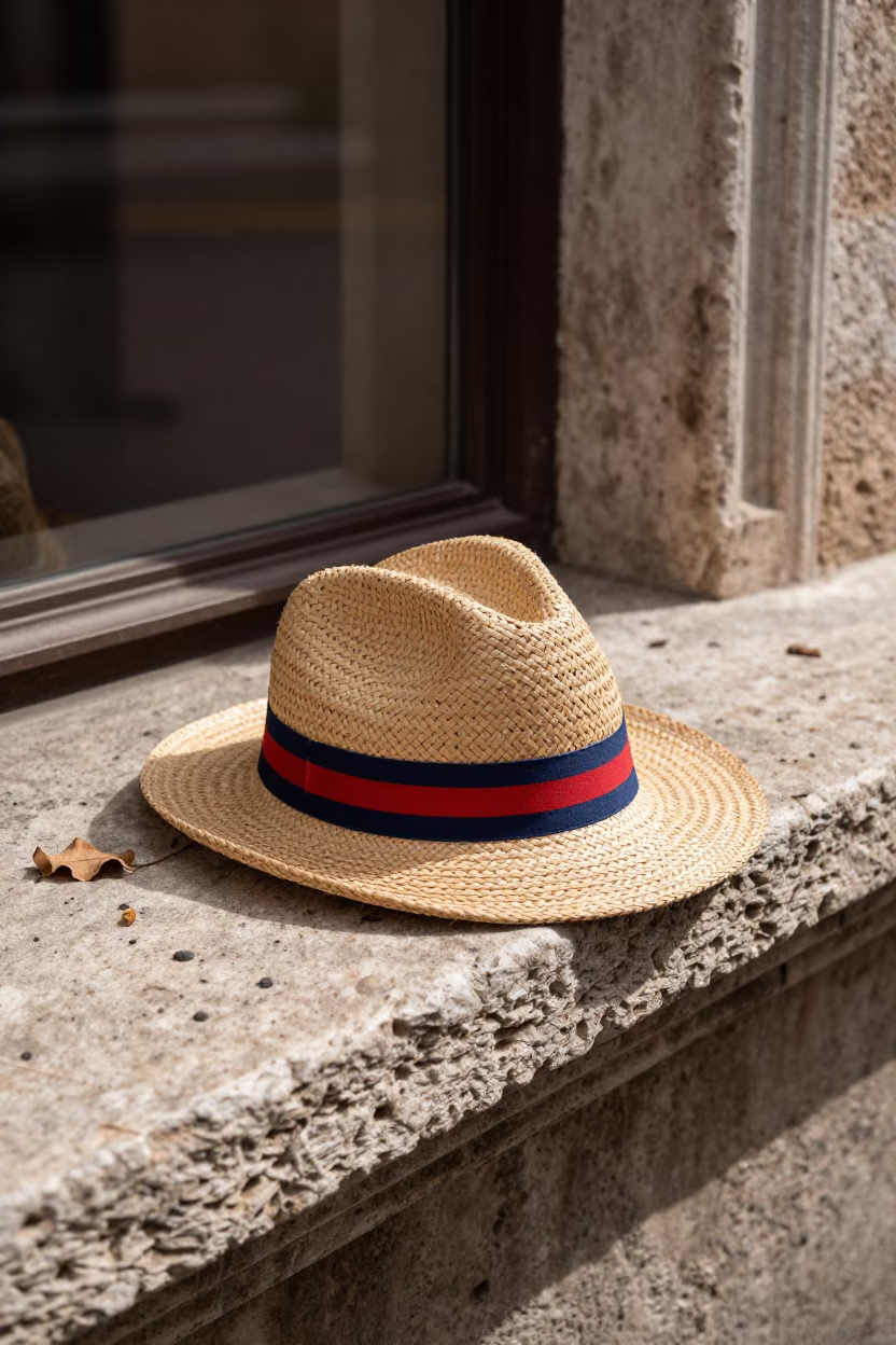 Straw Hat in Rome in in Rome, Italy