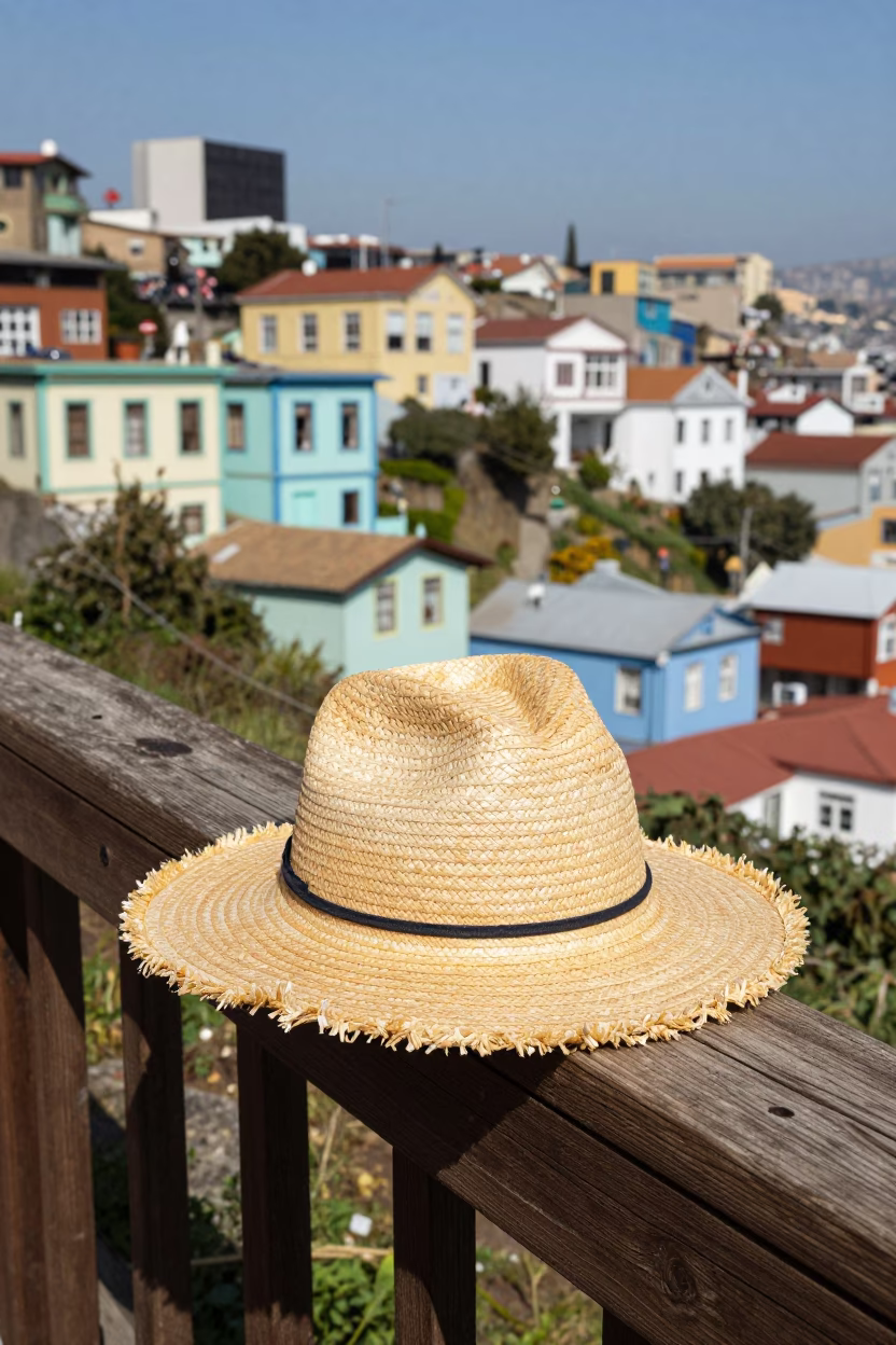 Straw Hat in Valparaiso in in Valparaiso, Chile