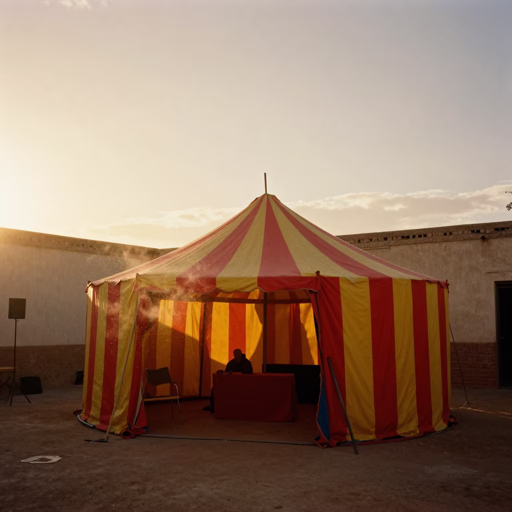 Straw Tent Rehearsal at Sunset in Béchar in in a rehearsal room in Béchar