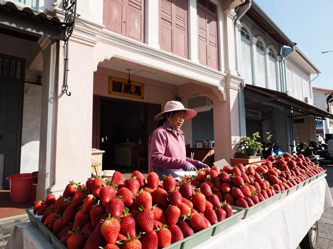 Strawberry Vendor in George Town in in George Town, Malaysia
