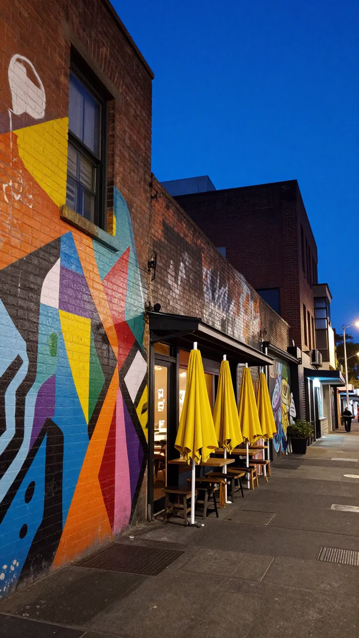 Street Art at Blue Hour in Melbourne in in Melbourne, Victoria, Australia