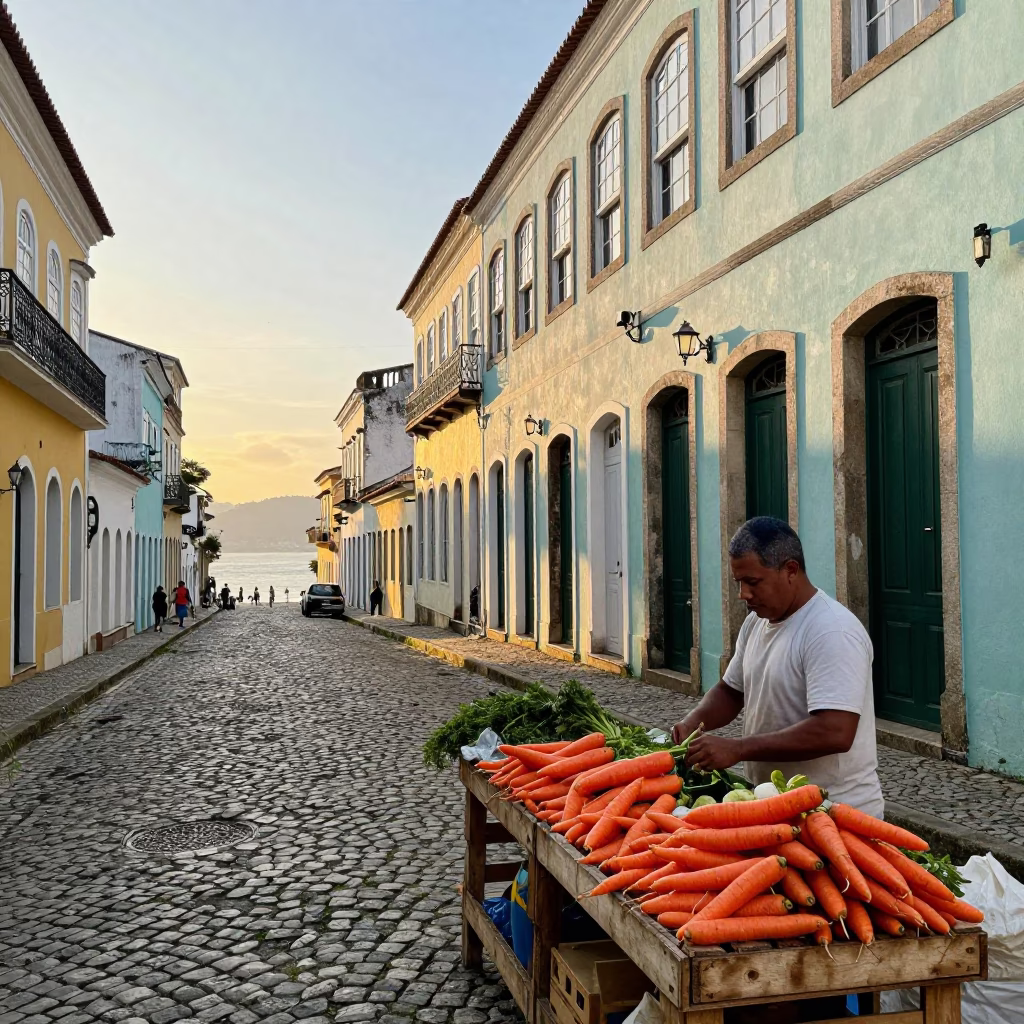 Street Bahia just after sunrise in Salvador in in Salvador, Brazil