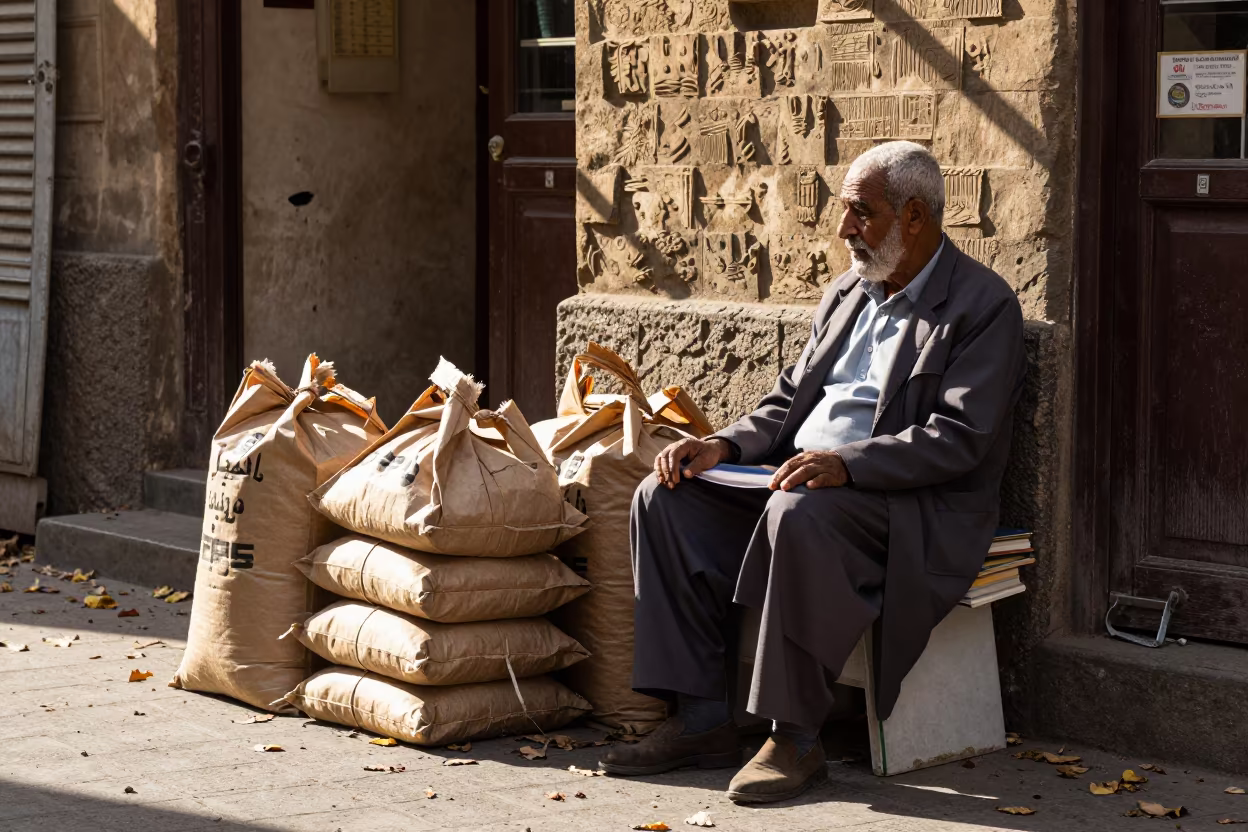 Street Bookseller Cairo Late Summer Portrait in near Zamalek, Cairo