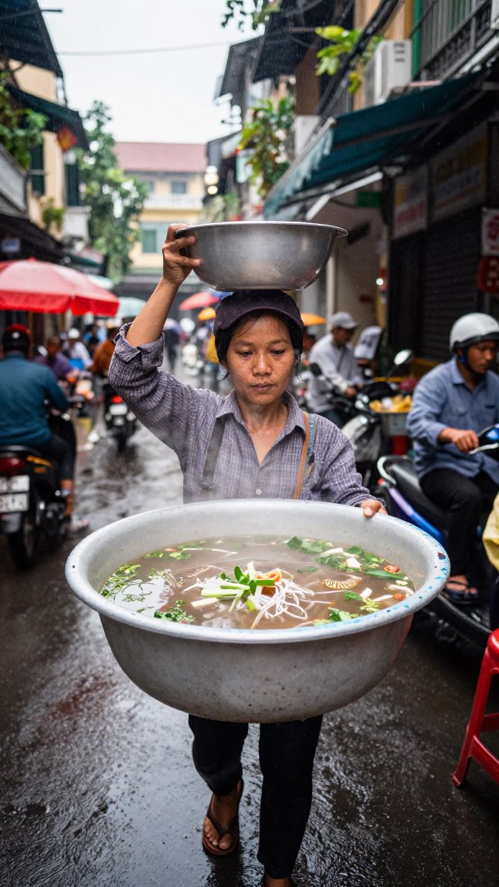 Street Breakfast in Hanoi in in Hanoi, Vietnam