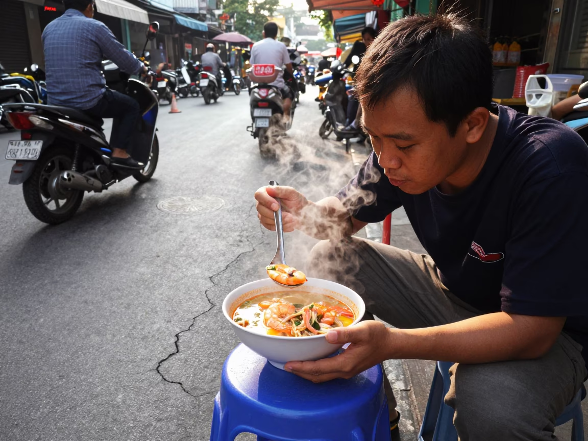 Street Breakfast in Ho Chi Minh City in in Ho Chi Minh City, Vietnam