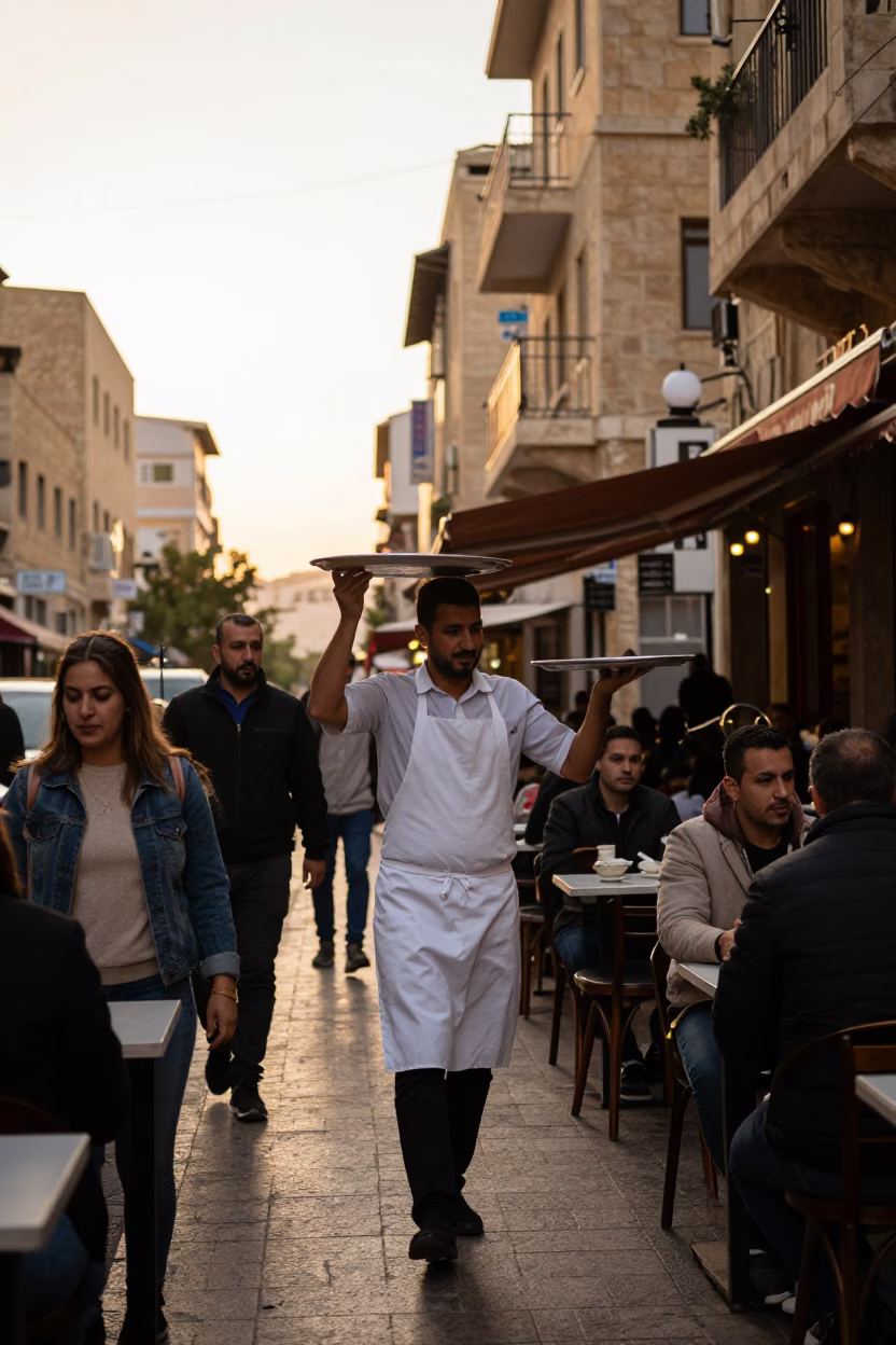 Street Cafe in Beirut at Golden Hour in in Beirut, Lebanon