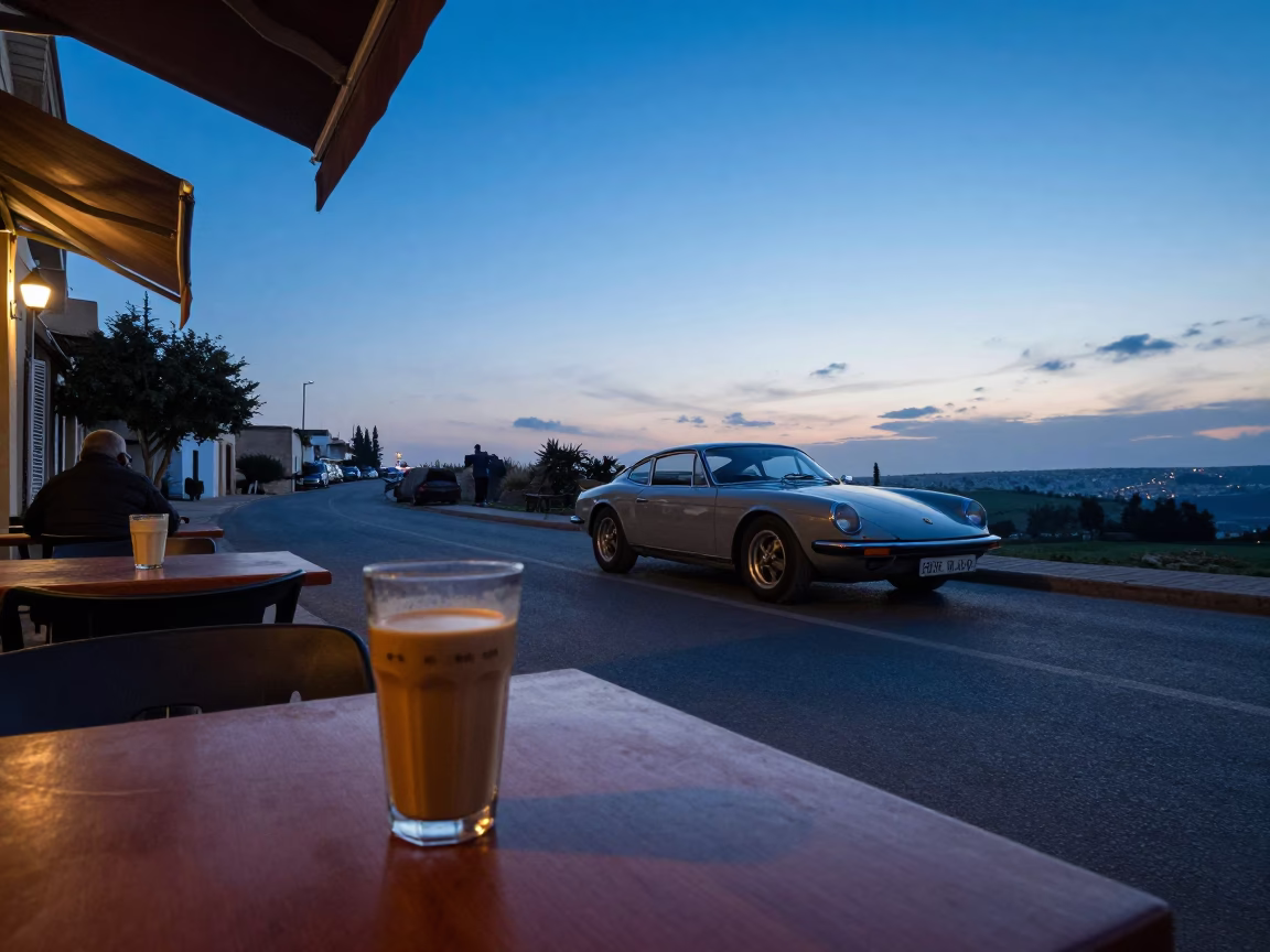 Street Cafe in Tunis at Blue Hour in in Tunis, Tunisia