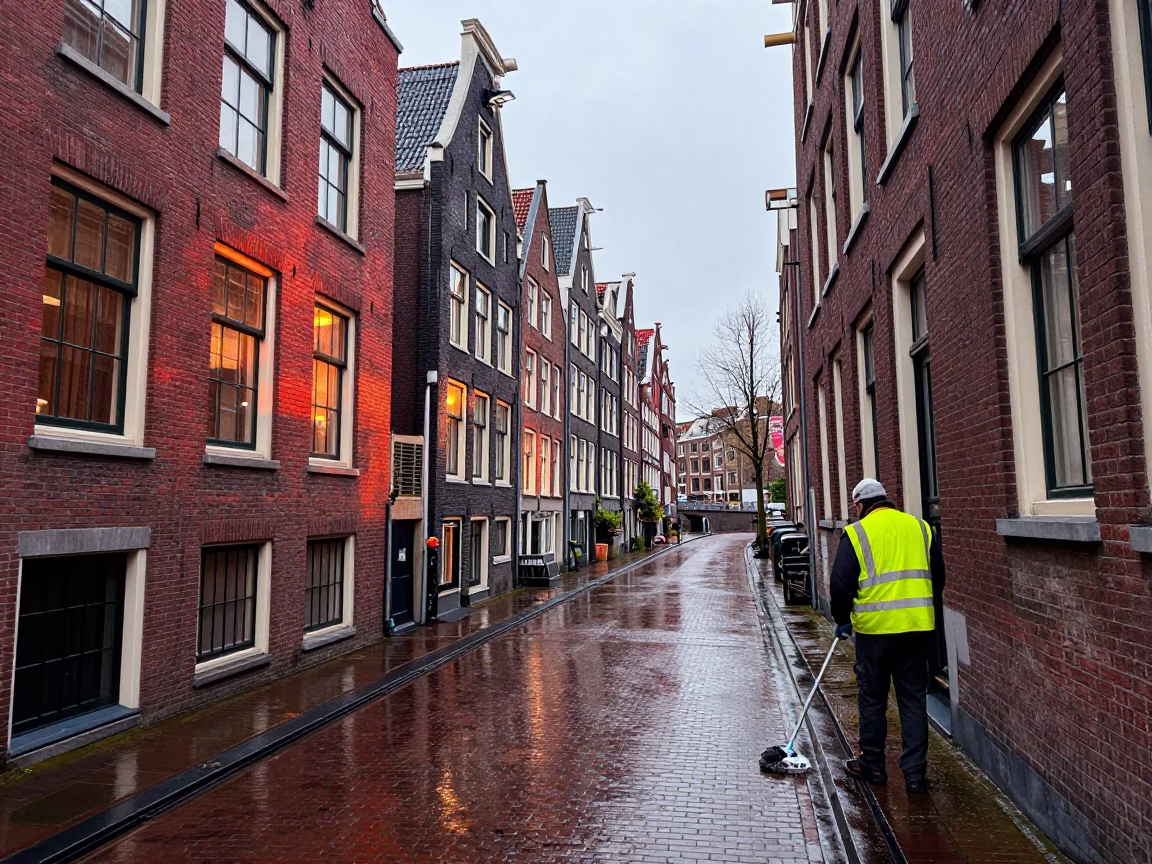 Street Cleaner in Amsterdam in in Amsterdam, Netherlands