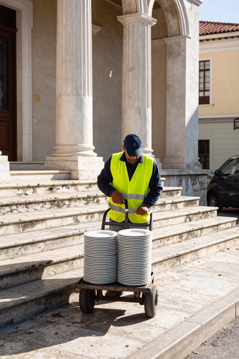 Street Cleaner in Athens in in Athens, Greece