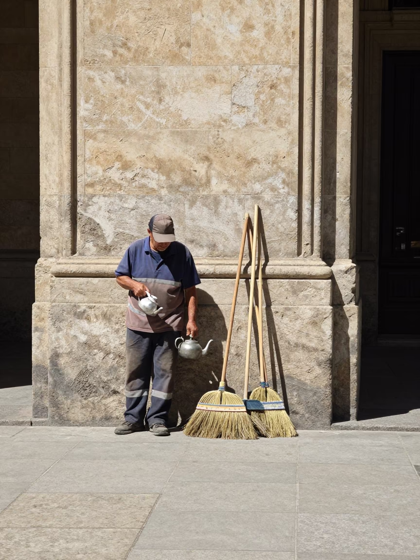 Street Cleaner in Barcelona in in Barcelona, Spain