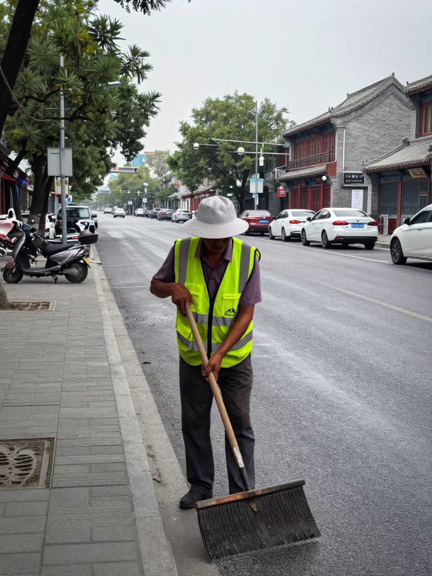 Street Cleaner in Beijing in in Beijing, China
