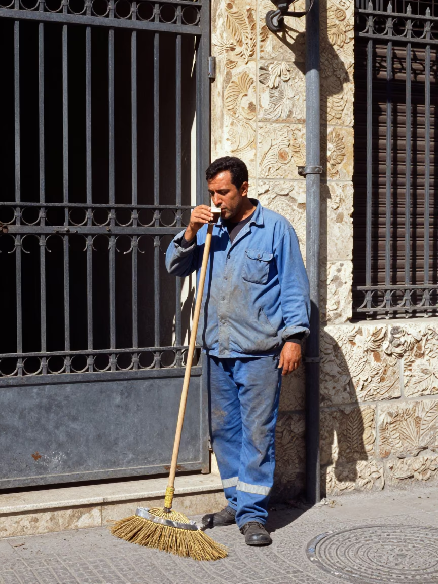 Street Cleaner in Beirut in in Beirut, Lebanon