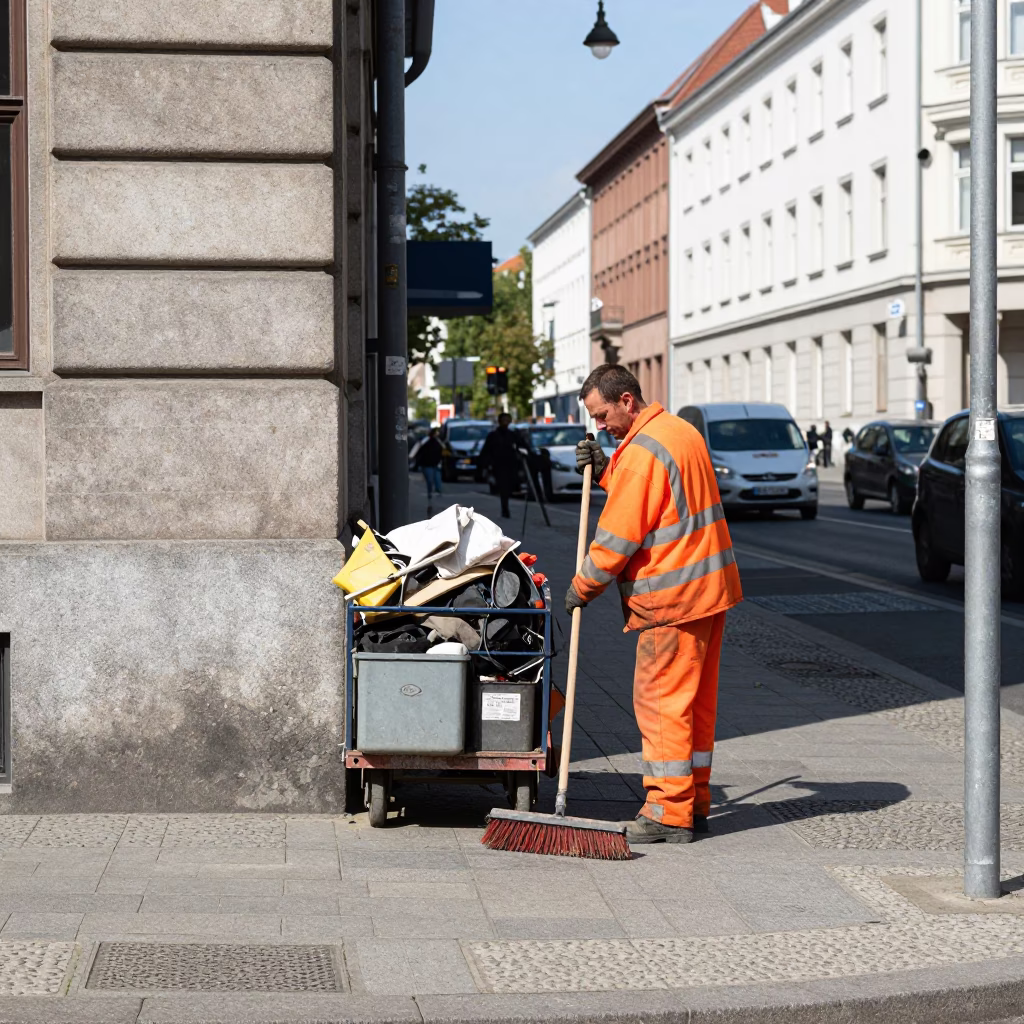 Street Cleaner in Berlin in in Berlin, Germany