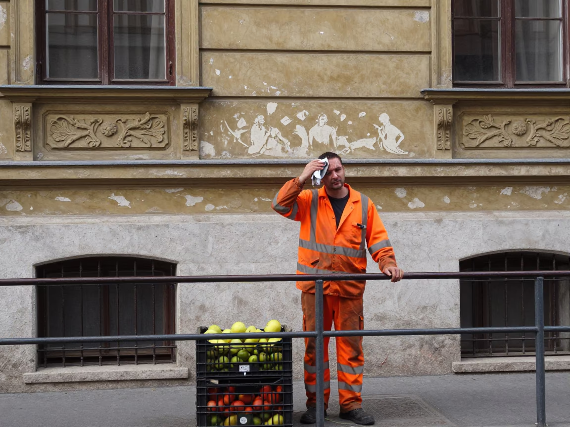 Street Cleaner in Budapest in in Budapest, Hungary
