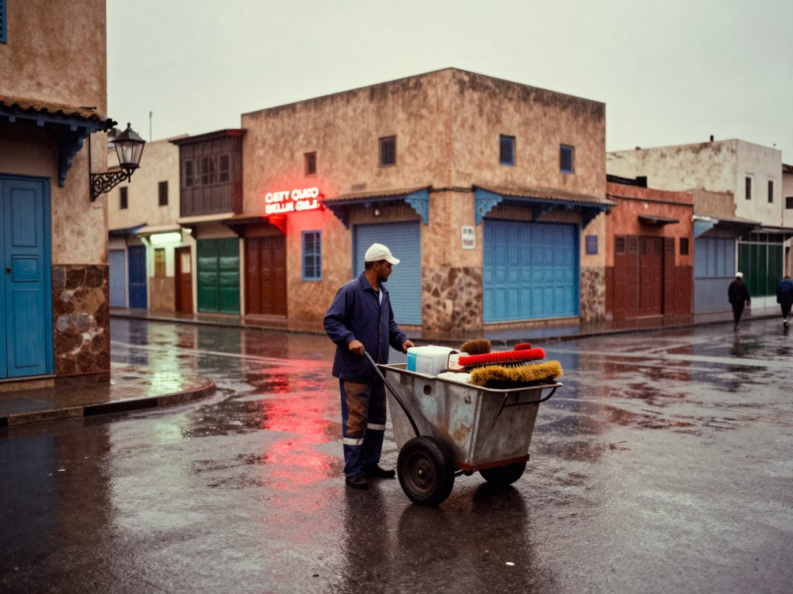 Street Cleaner in Casablanca in in Casablanca, Morocco