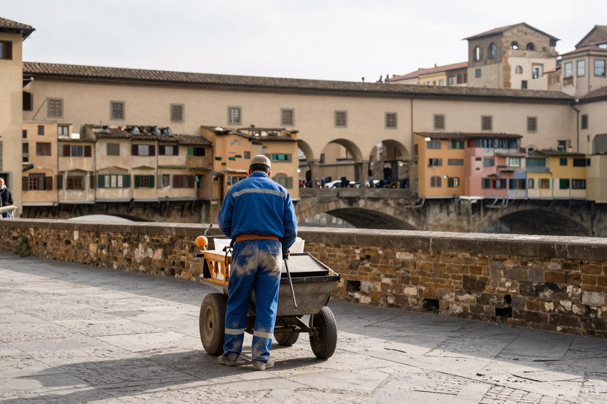 Street Cleaner in Florence in in Florence, Italy