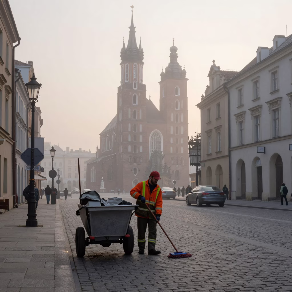 Street Cleaner in Krakow in in Krakow, Poland