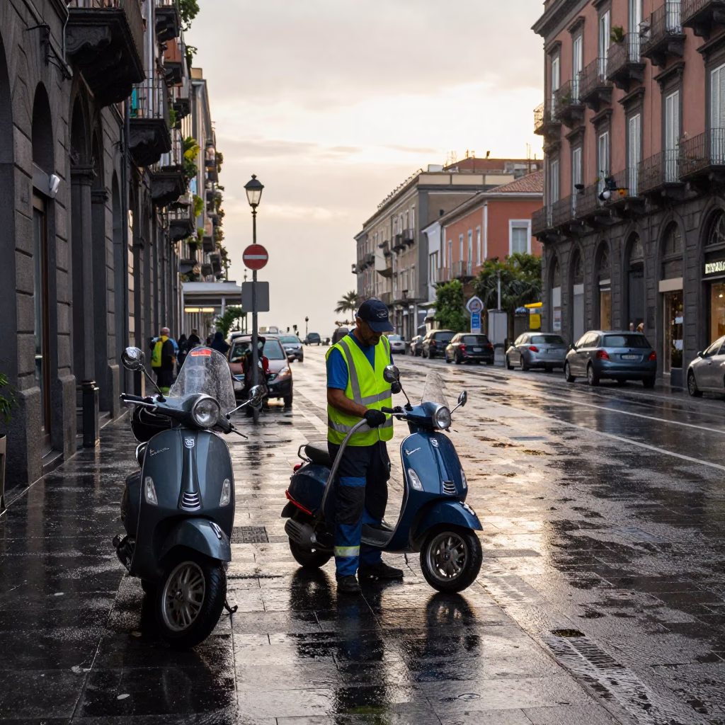 Street Cleaner in Naples in in Naples, Italy