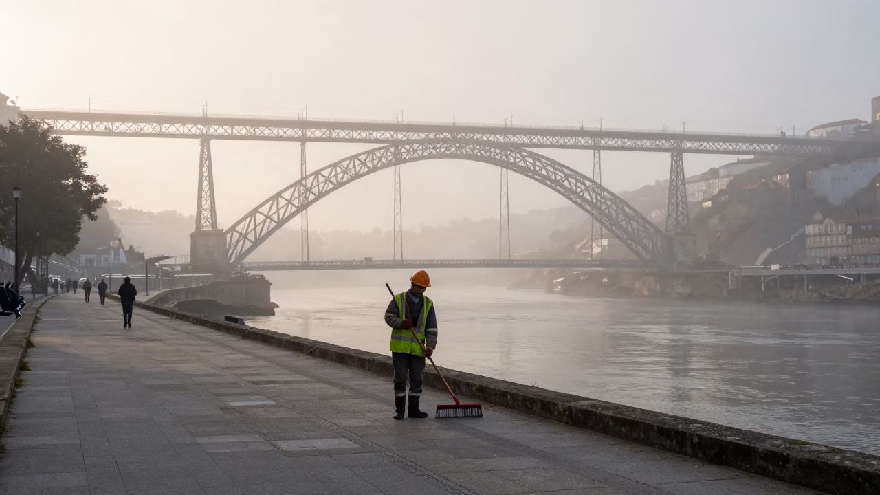 Street Cleaner in Porto in in Porto, Portugal