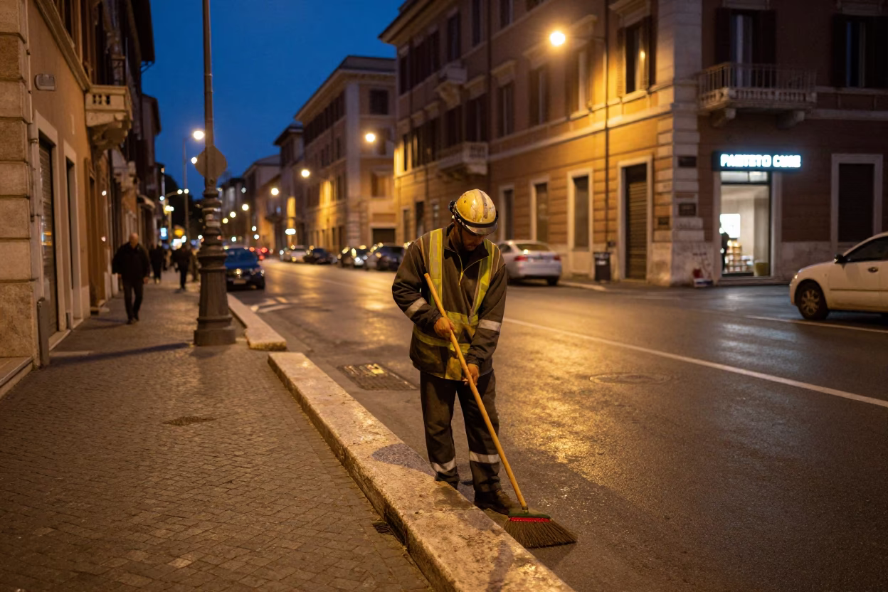 Street Cleaner in Rome in in Rome, Italy