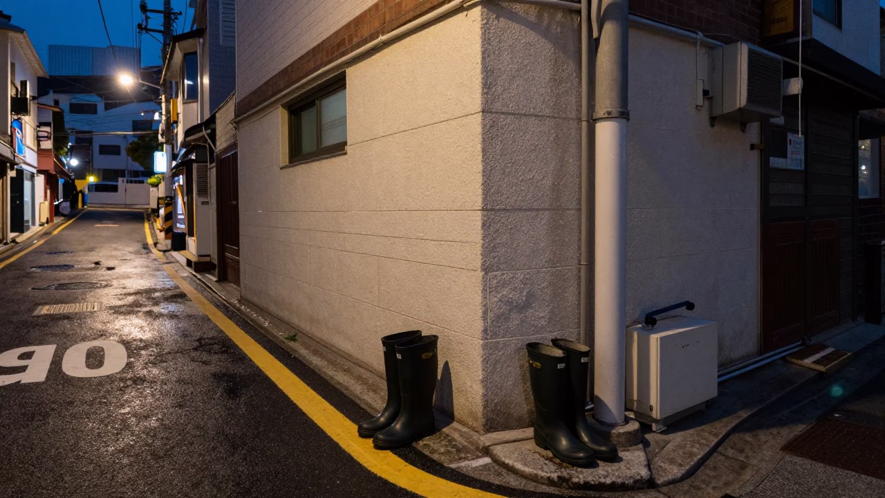 Street Corner after dark in Busan in in Busan, South Korea