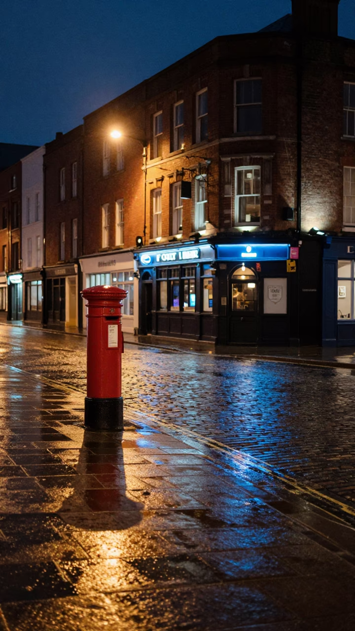 Street Corner after dark in Liverpool in in Liverpool, United Kingdom