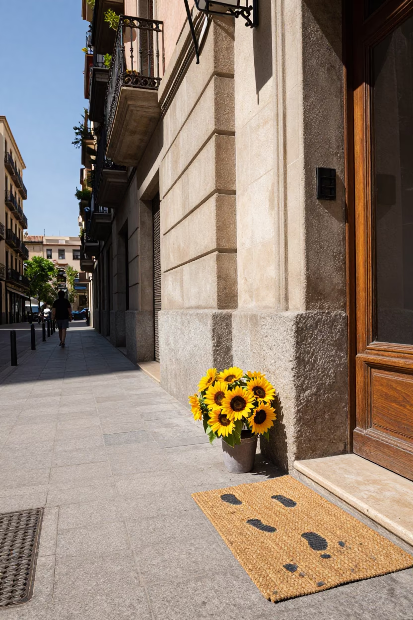 Street Corner at Afternoon Light in Barcelona in in Barcelona, Spain