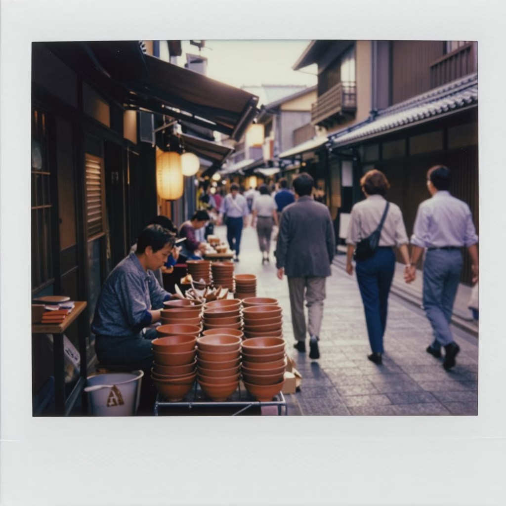 Street Corner at As First Light Reaches The Scene in Kyoto in in Kyoto, Japan