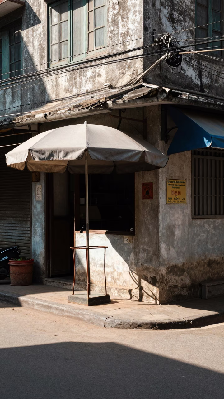 Street Corner at Bright Midmorning Light in Phnom Penh in in Phnom Penh, Cambodia