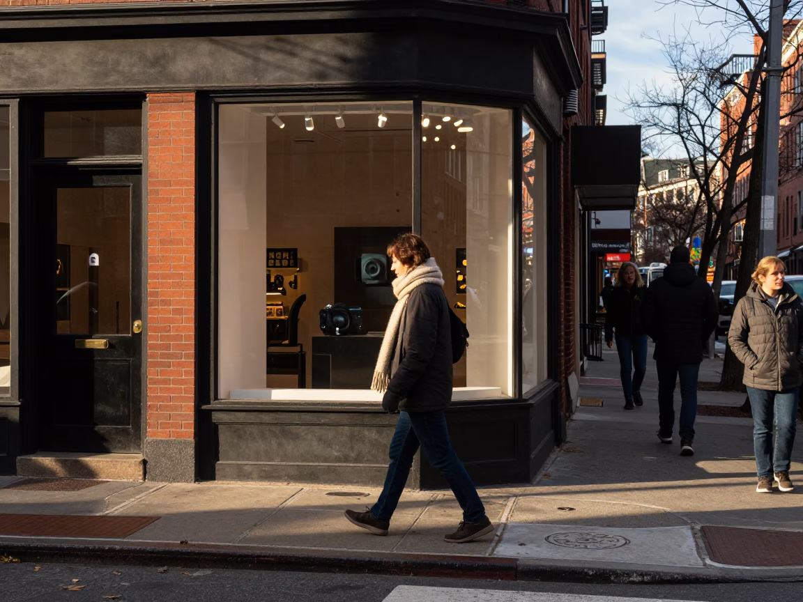 Street Corner at Clear Late-afternoon Light in Boston in in Boston, Massachusetts, United States