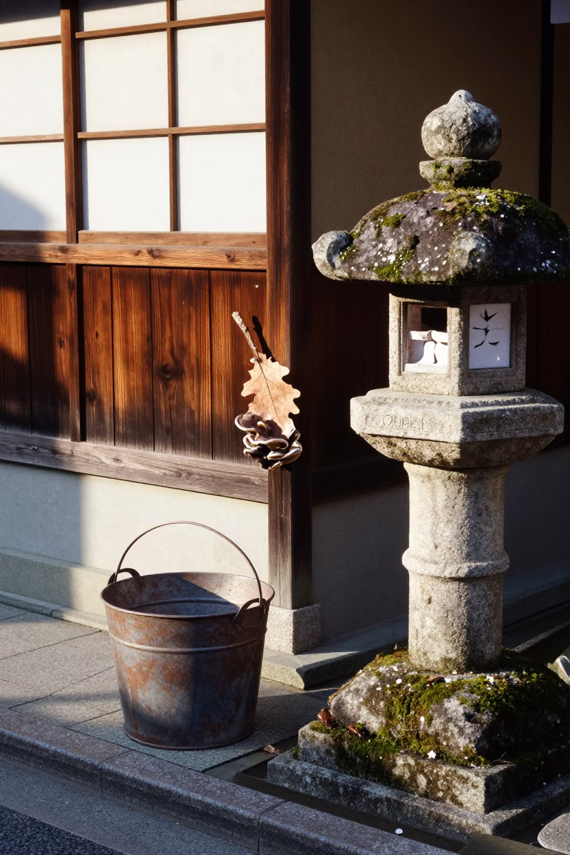 Street Corner at Clear Late-afternoon Light in Kyoto in in Kyoto, Japan