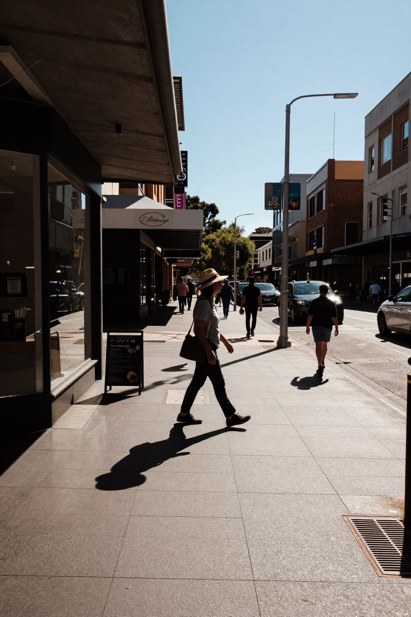 Street Corner at Clear Late-afternoon Light in Sydney in in Sydney, New South Wales, Australia