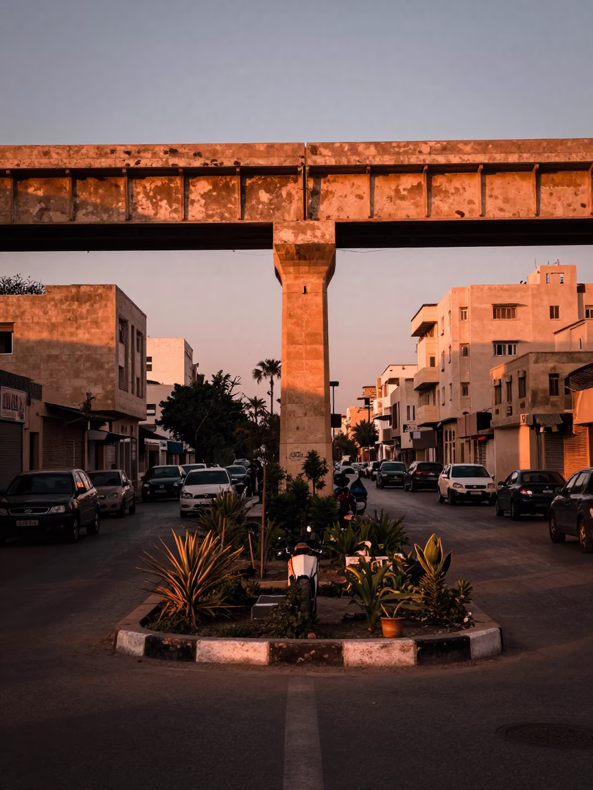 Street Corner at Copper-toned Light Before Dusk in Alexandria in in Alexandria, Egypt
